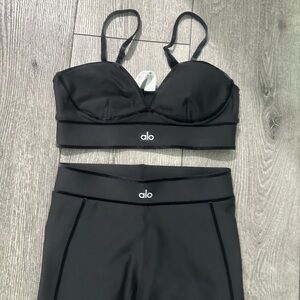 ALO Yoga Black Bralette and High-Rise Leggings Set